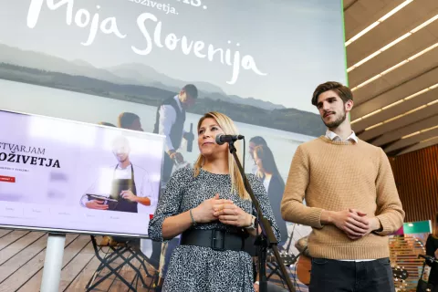 Monika Topolnik in Bruno Šulman, ambasadorja portala Kariera v turizmu / Foto: Jošt Gantar, STO