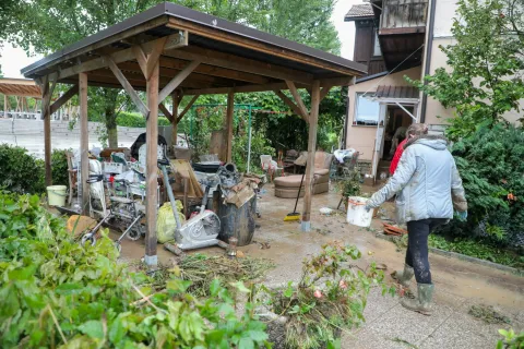 izredne razmere gorenjska poplave poplava 5.8.2023 Medvode / Foto: Tina Dokl