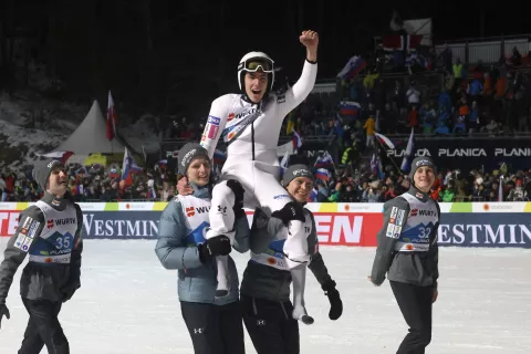 PLANICA SP 2023 11. dan petek 3. marec svetovni prvak timi zajc velika skakalnica splet 1. mesto zmaga<br> / Foto: Gorazd Kavčič