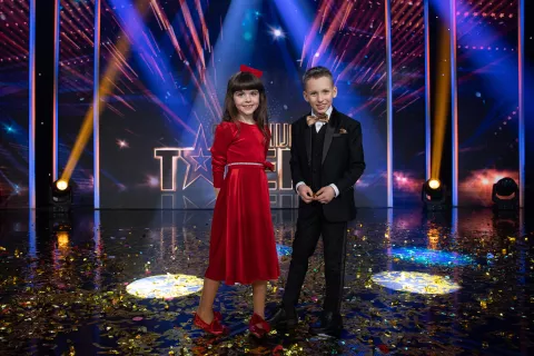 Frida in Edvard, zmagovalca 10. sezone &scaron;ova Slovenija ima talennt / Foto: Arhiv Pop Tv