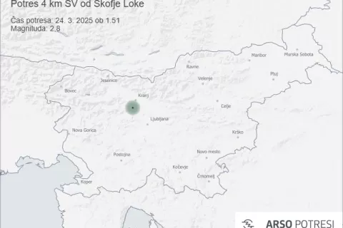 V ponedeljek ob 1.51 so seizmografi državne mreže potresnih opazovalnic zabeležili potres magnitude 2,8 v bližini Škofje Loke. / Foto: Arso
