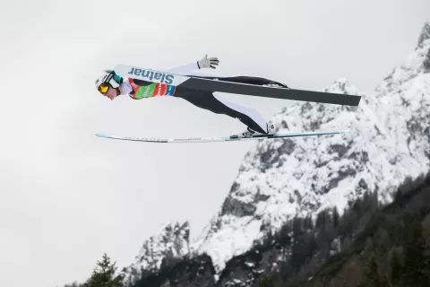 Poleti v Planici 2025, nedelja 30. 3. 2025, na fotografiji Domen Prevc / Foto: Primož Pičulin