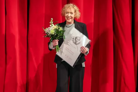 55. Teden slovenske drame Prešernovo gledališče Kranj na fotografiji Milena Zupančič igralka prejemnica nagrade Marija Vera za življenjsko delo / Foto: Tina Dokl