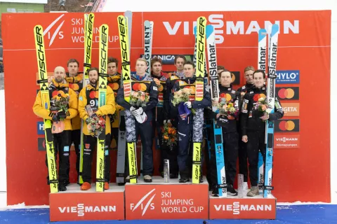 Na ekipni tekmi so se zmage veselili Avstrijci pred Nemci in Slovenci. / Foto: Peter Košenina