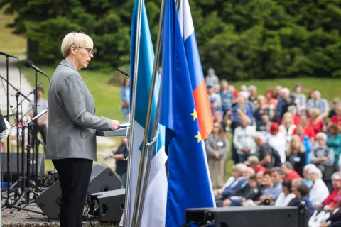 Spominske prireditve se je udeležila tudi predsednica republike Nataša Pirc Musar, ki je ob tej priložnosti položila venec. / Foto: Bor Slana/sta