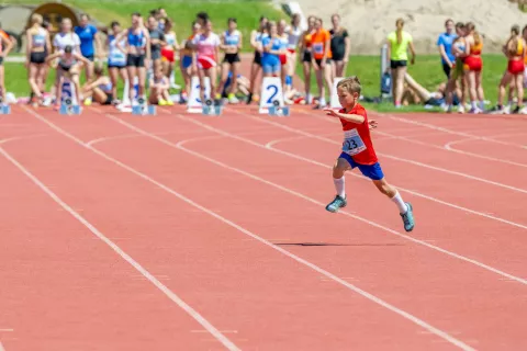 Tekačice čakajo na start teka, tekle bodo v isto smer, fant teče čez progo. Kako simbolično? Vsak ima svoj cilj in do tja vodijo različne poti. Tako je v življenju. Pomembno je, da cilj dosežemo in da se za to potrudimo, ne glede na to, kakšno in kako dolgo pot je potrebno premagati. Fotografija je bila posneta na atletskem mitingu - Memorialu Vučko v Kranju. M. B. / Foto: Nik Bertoncelj