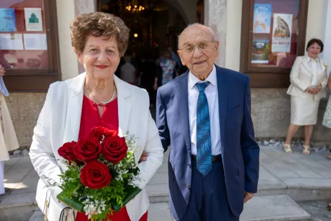 Zakonca Zaletelj Janko in Anica, 60 let poroke v Šenčurju / Foto: Primož Pičulin