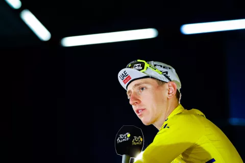 Francija, Nica.Zadnja etapa in slovesnost ob zakljucku kolesarske dirke po Franciji Monaco - Nica (33,7 km/voznja na cas).Zmagovalec Toura 2024 Tadej Pogacar. / Foto: Anže Malovrh/sta