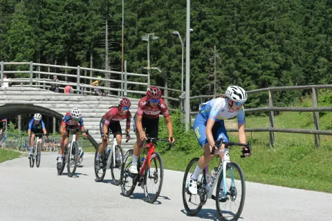 Na Pokljuki so za naslove državnih prvakinj v soboto popoldne tekmovale tudi kolesarke. / Foto: Vilma Stanovnik
