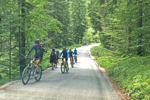 Kolesarji, pohodniki na poti po dolini Vrata / Foto: Suzana P. Kovačič