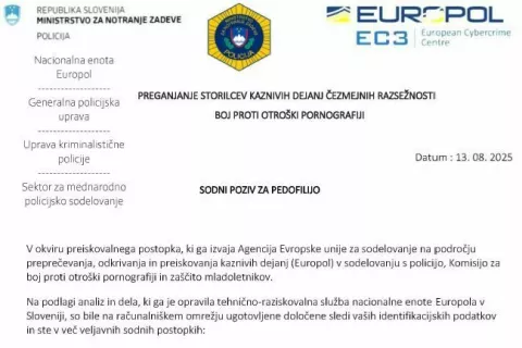 Ponovno se pojavljajo lažna in zlonamerna sporočila s podpisom Europola in Policije. / Foto: Arhiv Policije 