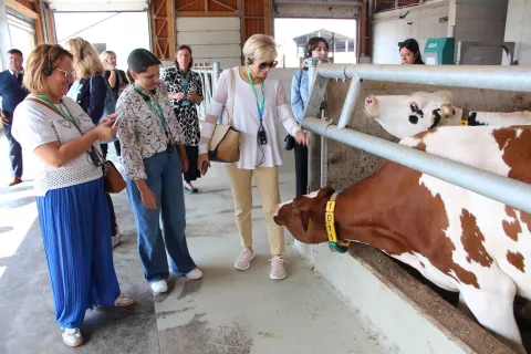 Ambasadorji slovenskega gospodarstva med ogledom novega Černivčevega hleva / Foto: Cveto Zaplotnik
