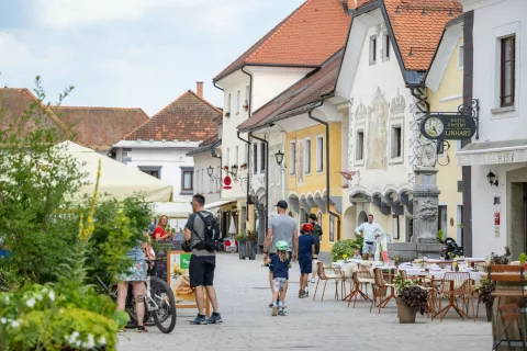 Simbolična fotografija občina Radovljica Linhartov trg center poletje v Radolci / Foto: Nik Bertoncelj