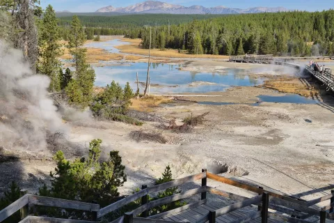 Gejzirji so ena izmed atrakcij Yellowestona in na nekaterih mestih jih je &scaron;e ogromno. / Foto: Vilma Stanovnik