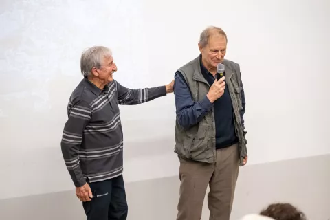 predstavitev knjige Z Dovjega do Himalaje avtor Janez DovžanMikec Dra&scaron;ler urednik / Foto: Nik Bertoncelj