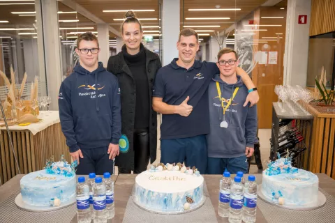 Sprejem PK Radovljica za Jana Berlota in Matijo Jo&scaron;ta po uspehu na Evropskem prvenstvu za osebe z Downovim sindromom / Foto: Primož Pičulin