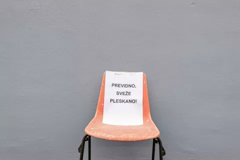 sveže pleskano hokejska dvorana Podmežakla Jesenice / Foto: Nik Bertoncelj