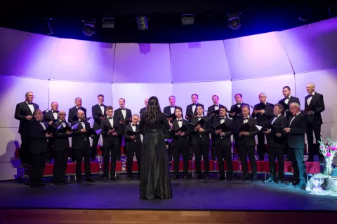 Komorni mo&scaron;ki pevski zbor Davorina Jenka, slavnostni koncert "&Scaron;el bom tovar&scaron;a iskat" ob 65-letnici delovanja / Foto: Primož Pičulin