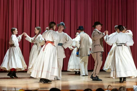 Mladi folklorniki so s plesom in no&scaron;ami oživili duh preteklih rodov. / Foto: Arhiv Kd Dobrava Naklo