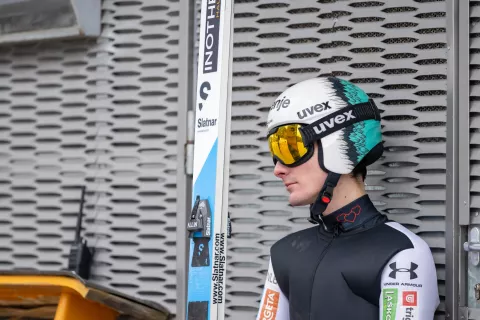 Smučarski skoki trening slovenska ženska in mo&scaron;ka reprezentanca Planica december 2025Na fotografiji Domen Prevc smučarski skakalec in svetovni rekorder / Foto: Nik Bertoncelj