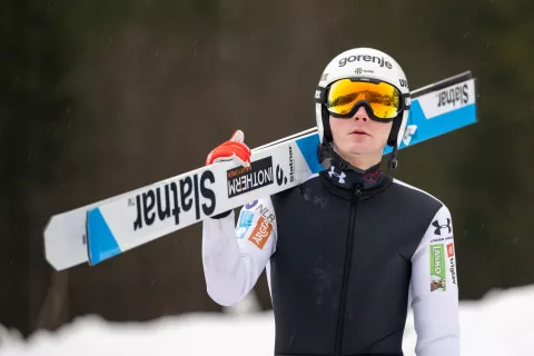 Smučarski skoki trening slovenska ženska in mo&scaron;ka reprezentanca Planica december 2025Na fotografiji Domen Prevc smučarski skakalec in svetovni rekorder / Foto: Nik Bertoncelj