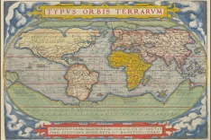 Abraham Ortelius, Typus Orbis Terrarum, 1572. Ta zemljevid iz 16. stoletja priča, da so se že takrat zavedali celote sicer &scaron;e nepovezanega sveta. / Foto: Wikipedija