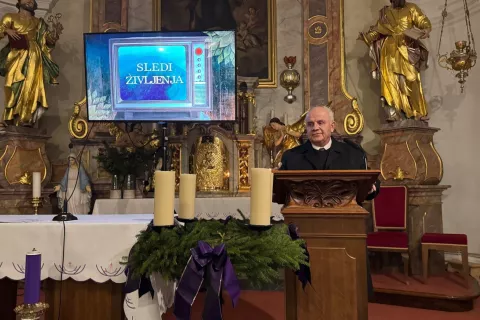 Alojzij Grebenc na decembrski predstavitvi dokumentarnega filma / Foto:  