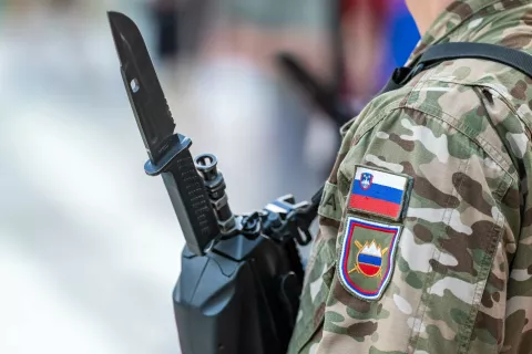 Občinska proslava Občina Jesenice ob dnevu državnostiSimbolična fotografija Slovenska vojska vojaki orožje / Foto: Nik Bertoncelj