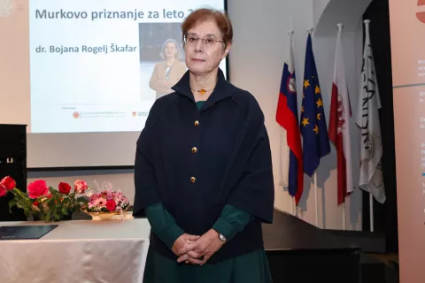 Slovesna podelitev Murkova odličja 2025 na fotografiji Bojana Rogelj &Scaron;kafar Murkovo priznanje / Foto: Tina Dokl