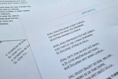 Izsek iz besedila Zate sem tu Tria Vivere. njegov avtor pravi: " jezik je živo orodje". / Foto: Alenka Brun