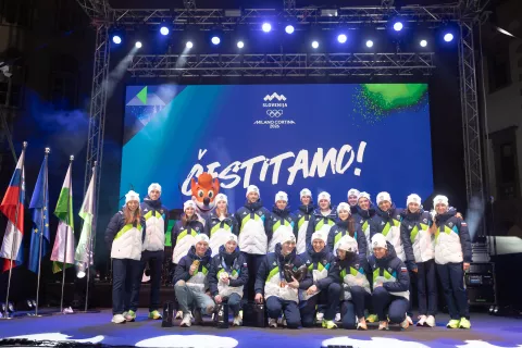 Sprejem &scaron;portnikov, udeležencev OI 2026 ob vrnitvi v Sloveniji. Ljubljana, 23. 2. 2026 / Foto: Matic Zorman