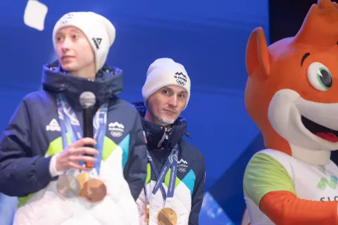 Sprejem &scaron;portnikov, udeležencev OI 2026 ob vrnitvi v Sloveniji. Ljubljana, 23. 2. 2026 / Foto: Matic Zorman