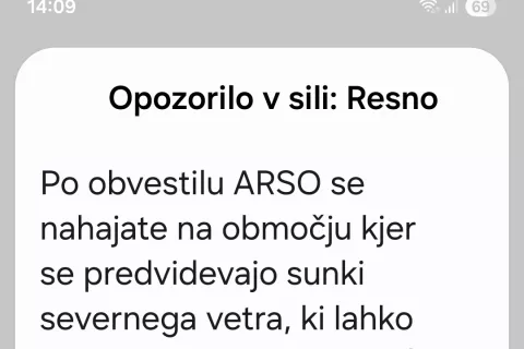 opozorilo veter / Foto: Posnetek Zaslona