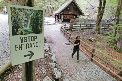 Za ogled slapa Savica v Bohinju trenutno ni treba plačati vstopnine. / Foto: Marjana Ahačič