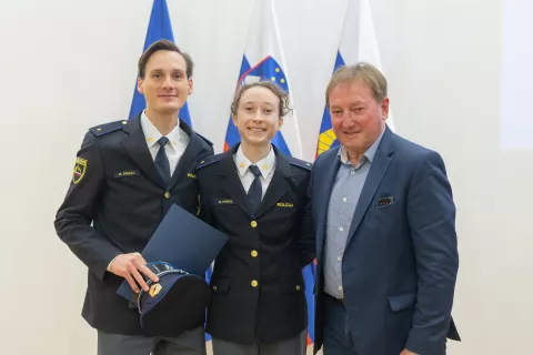 Domen Prevc, Nika Prevc in Bojan Križaj na sprejemu &scaron;portnikov zaposlenih v policiji. Ljubljana, 13. 5. 2026 / Foto: Matic Zorman