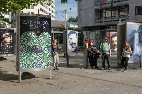 Razstava plakatov magistrskih &scaron;tudentk in &scaron;tudentov grafičnega oblikovanja UL ALUO z naslovom Cankar 150. Ljubljana, 8.5.2026 / Foto: Matic Zorman