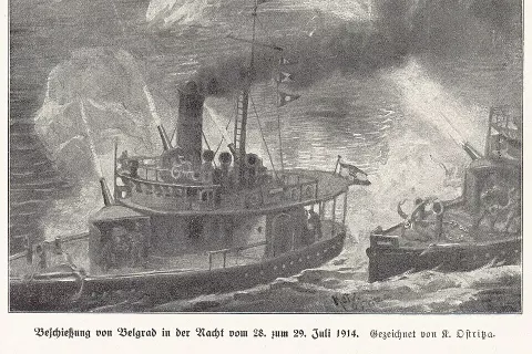 Avstro-Ogrsko bombardiranje Beograda v noči s 28. na 29. 7. 1914 / Foto: Wikipedija
