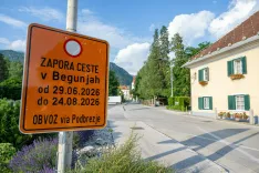 Zaprta cesta Begunje na Gorenjskem 24. junij 2026 / Foto: Nik Bertoncelj