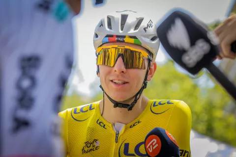 Francija, Chambery.17. etapa kolesarske dirke po Franciji med krajema Chambery in Voiron.Slovenski kolesarski as Tadej Pogačar. / Foto: Daniel Novakovič/STA