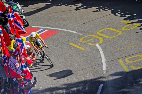 Francija, Gap.19. etapa kolesarske dirke po Franciji med krajema Voiron in Orcieres Merlette.Zmagovalec 19. etape kolesarski as Tadej Pogačar. / Foto: Daniel Novakovič/STA