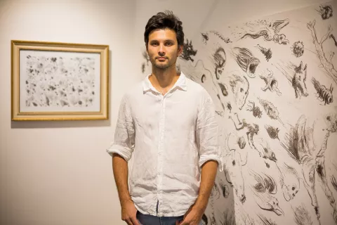 Martin Ramove&scaron;, razstava Galerija Prečna / Foto: Ale&scaron; Senožetnik