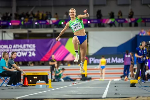 Neja Filipič na svetovnem prvenstvu v Glasgowu, kjer je marca osvojila 11. mesto. / Foto: Peter Kastelic 