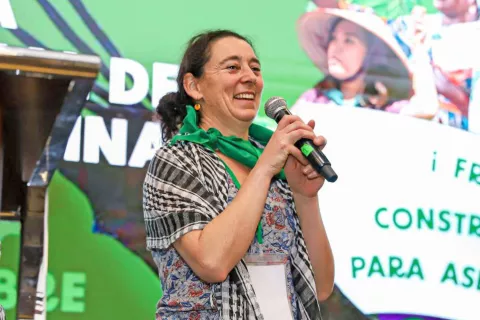 Morgan Ody, majhna kmetovalka in glavna koordinatorica svetovnega kmečkega gibanja La Via Campesina. / Foto: La Via Campesina