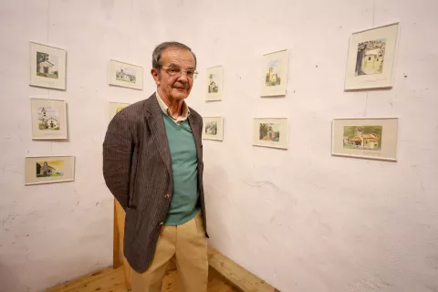 odprtje razstava avtor Pierluigi Banchig naslov razstave Votivne cerkvice Nadi&scaron;kih dolin v akvarelih Crngrob galerija v Cerkev Marijinega oznanjenja na fotografiji avtor razstave Pierluigi Bonchig / Foto: Tina Dokl