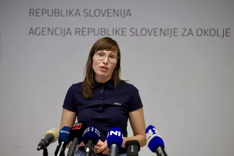 Ljubljana, ARSO.Izjava za medije meteorologinje Katja Kozjek Mihelec ob koncu vrocega in susnega poletja. / Foto: Sani Karic/STA