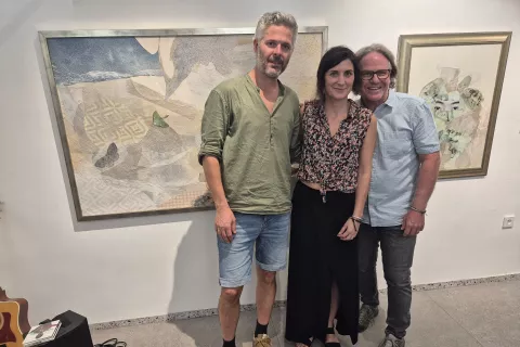 Na odprtju razstave: Tomaž &Scaron;tular - Bordo, Maru&scaron;a &Scaron;tibelj in Matthew McQuarrie / Foto: Igor Kavčič