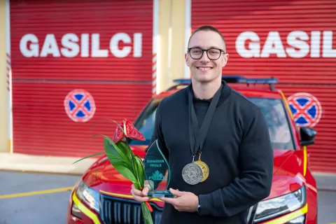 PGD Radovljica sprejem Patrik &Scaron;tefelin in Zdenko JamnikNa fotografiji Patrik &Scaron;tefelin / Foto: Nik Bertoncelj