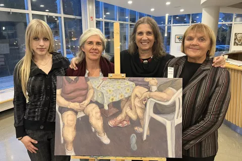 Zala Čož, prejemnica glavne nagrade, Ana Marija Kunstelj, Ejti &Scaron;tih in Zora Zavr&scaron;nik Črnologar / Foto: Dina Kavčič