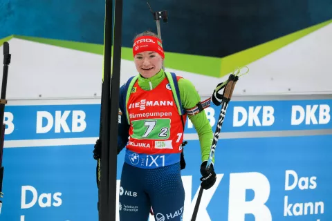 biatlon svetovni pokal Pokljuka 2023 Kaja Zorc štefeta mešanih dvojic / Foto: Tina Dokl