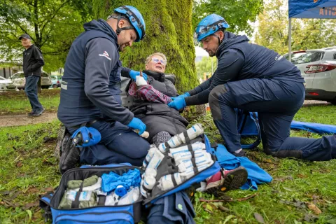 Tekmovanje in preverjanje usposobljenosti ekip prve pomoči Radovljica. / Foto: Nik Bertoncelj